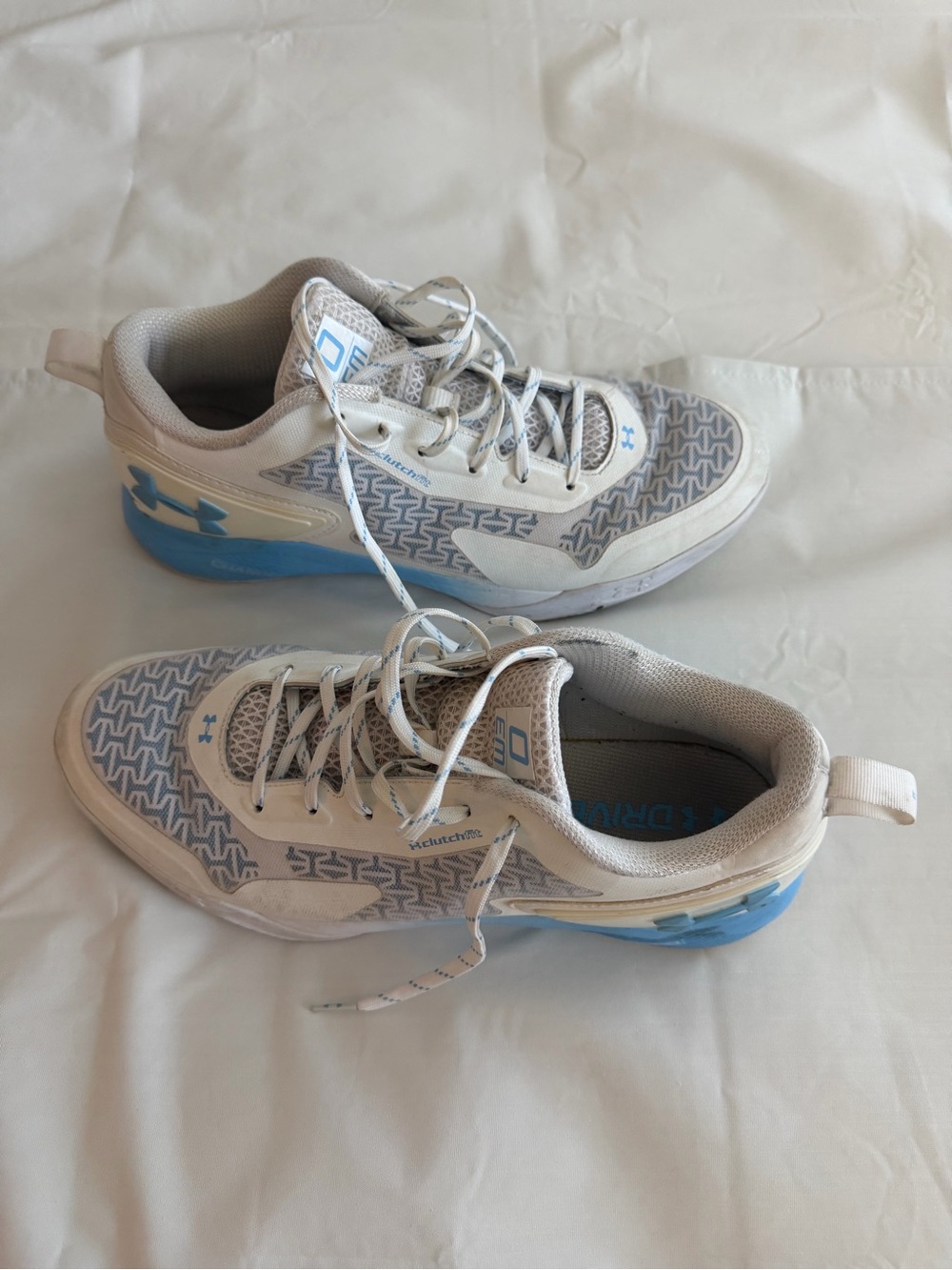 Under Armour White and Light Blue Training Sneakers